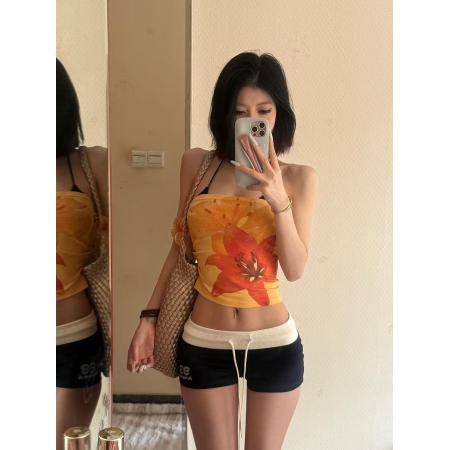 BY13289# 美式辣妹撞色低腰运动短裤女夏季外穿居家休闲三分热裤子 服裝批發女裝批發服飾貨源