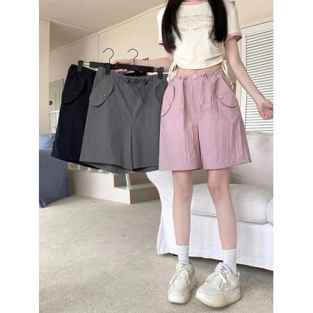 BY13306# 工装短裤女薄款高腰休闲阔腿运动美式五分裤 服裝批發女裝批發服飾貨源