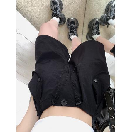 BY13306# 工装短裤女薄款高腰休闲阔腿运动美式五分裤 服裝批發女裝批發服飾貨源