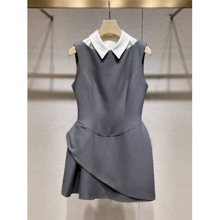 BY13321# 连衣裙新款今年流行爆款甜美撞色可拆衬衫领收腰显瘦背心裙子 服裝批發女裝批發服飾貨源