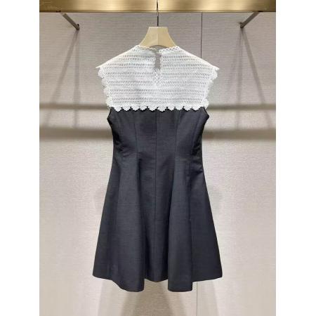 BY13322# 减龄气场强大连衣裙夏季新款miu系千金风无袖淑女A字小灰裙子 服裝批發女裝批發服飾貨源