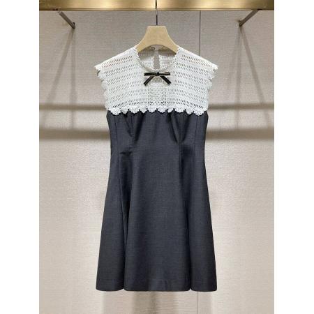 BY13322# 减龄气场强大连衣裙夏季新款miu系千金风无袖淑女A字小灰裙子 服裝批發女裝批發服飾貨源