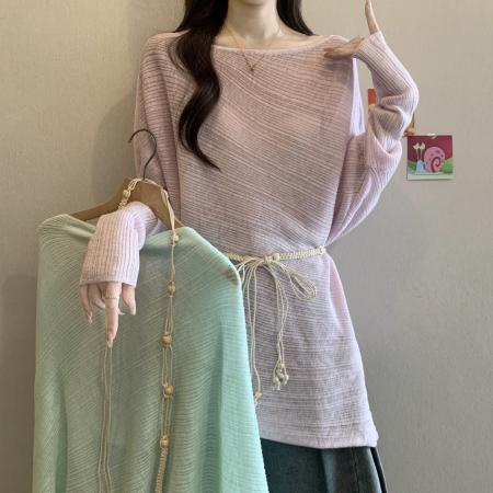 BY13324# 纯色薄款针织...