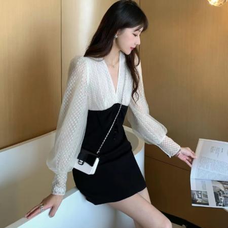 BY13325# 春装新款大码女装显瘦名媛气质小香风蕾丝连衣裙M-4XL200斤 服裝批發女裝批發服飾貨源