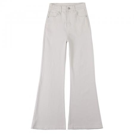 BY13336# 白灰色高腰韩系风弹力牛仔裤女春夏新腿柔软垂感喇叭裤 服裝批發女裝批發服飾貨源