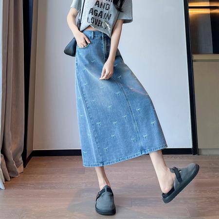 BY13353# 牛仔裙直筒半身裙休闲宽松遮肉显瘦百搭韩版大码女装230斤 服裝批發女裝批發服飾貨源