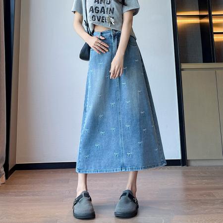 BY13353# 牛仔裙直筒半身裙休闲宽松遮肉显瘦百搭韩版大码女装230斤 服裝批發女裝批發服飾貨源