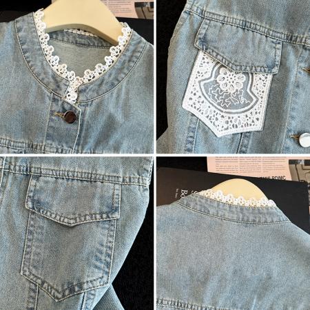 BY13360# 蕾丝牛仔马甲女薄款夏季新款小个子短款外搭坎肩背心外套 服裝批發女裝批發服飾貨源
