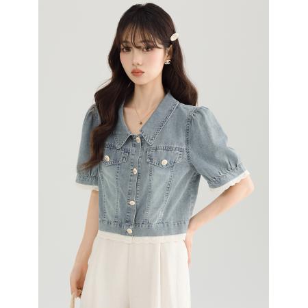 BY13368# 新款牛仔外套短袖时尚小个子宽松显瘦休闲百搭短款上衣 服裝批發女裝批發服飾貨源