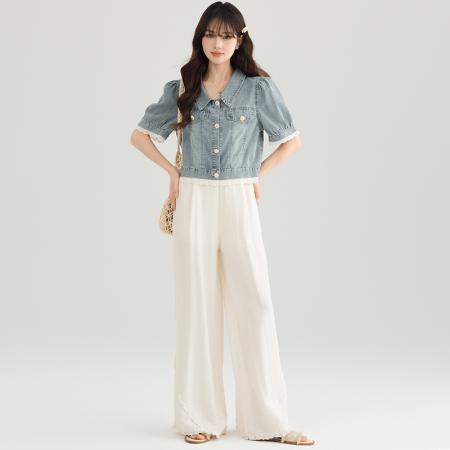 BY13368# 新款牛仔外套短袖时尚小个子宽松显瘦休闲百搭短款上衣 服裝批發女裝批發服飾貨源