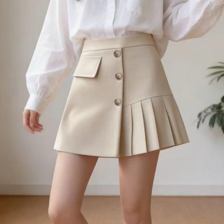 BY13371# 春夏新款高腰短裙显瘦黑色不规则裙子包臀a字裙百褶半身裤裙 服裝批發女裝批發服飾貨源