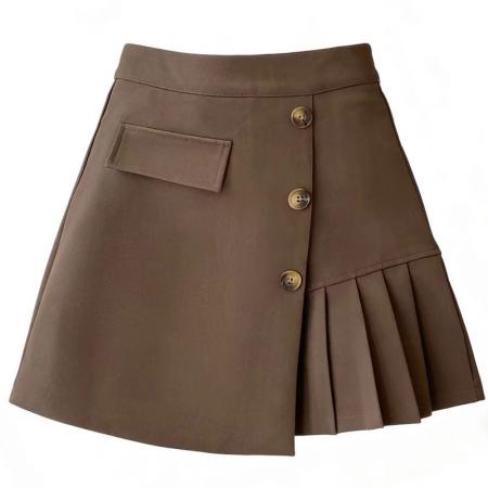 BY13371# 春夏新款高腰短裙显瘦黑色不规则裙子包臀a字裙百褶半身裤裙 服裝批發女裝批發服飾貨源