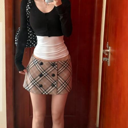 BY13382# 夏季绝美巨好看a字半身裙女低腰格子包臀裙子小个子短裙 服裝批發女裝批發服飾貨源