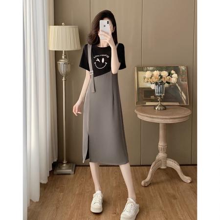 BY13388# 新款夏季大码女装连衣裙小众别致设计感假两件背带裙 服裝批發女裝批發服飾貨源