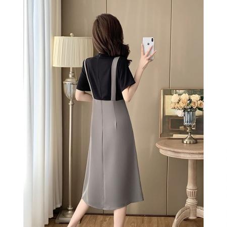 BY13388# 新款夏季大码女装连衣裙小众别致设计感假两件背带裙 服裝批發女裝批發服飾貨源