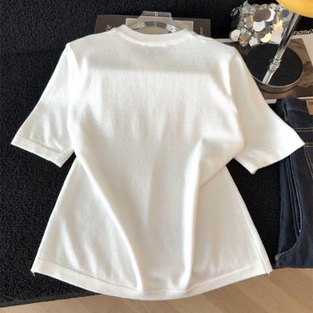 BY13394# 韩版气质马年小马刺绣短袖T恤女夏季新款针织宽松打底衫上衣 服裝批發女裝批發服飾貨源