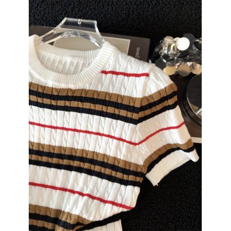 BY13395# 原创春夏季新款上新淑条设计感纹理气质风百搭修身针织衫女潮 服裝批發女裝批發服飾貨源