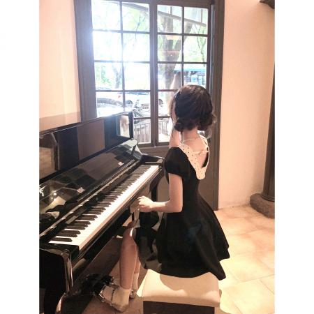 BY13402# THETURE心动小礼裙生日裙miu系法式泡泡袖连衣裙小黑裙收腰显瘦女 服裝批發女裝批發服飾貨源