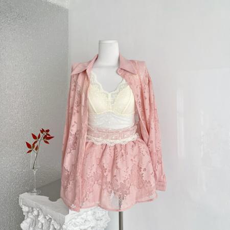 BY13405# 颖子定制落日独白高级感气质镂空宽松衬衫时尚休闲高腰短裙 服裝批發女裝批發服飾貨源