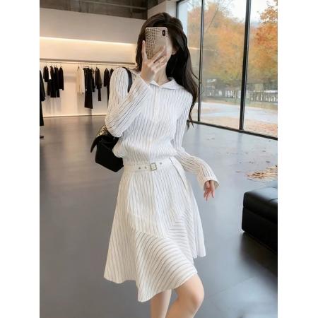 BY13407# 早春大方得体绝美漂亮气质富家千金高级感小个子通勤风白色连衣裙 服裝批發女裝批發服飾貨源