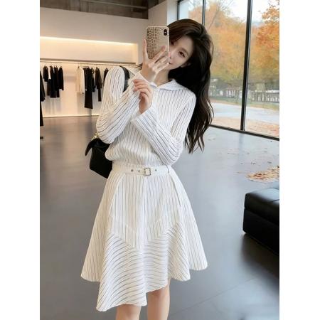 BY13407# 早春大方得体绝美漂亮气质富家千金高级感小个子通勤风白色连衣裙 服裝批發女裝批發服飾貨源