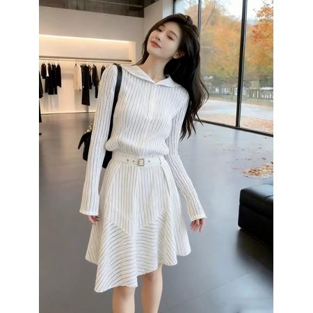 BY13407# 早春大方得体绝美漂亮气质富家千金高级感小个子通勤风白色连衣裙 服裝批發女裝批發服飾貨源