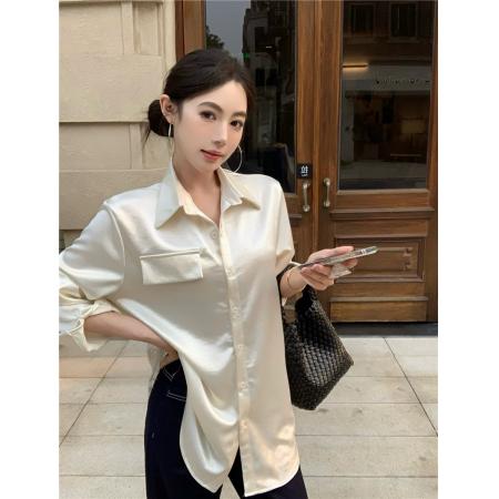 BY13429# 法式高级感蕾丝拼接露背绑带长袖衬衫夏季防晒慵懒上衣 服裝批發女裝批發服飾貨源