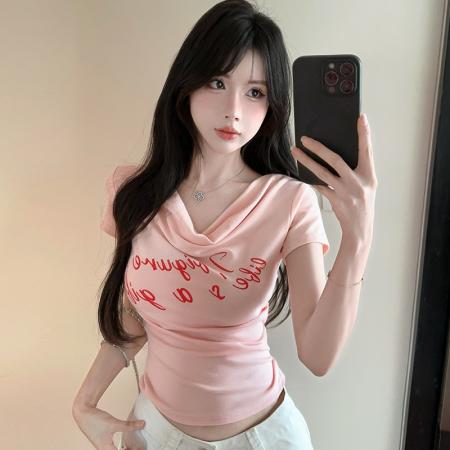 BY13458# 新款甜辣炸街气质高弹纯棉T上衣女 服裝批發女裝批發服飾貨源