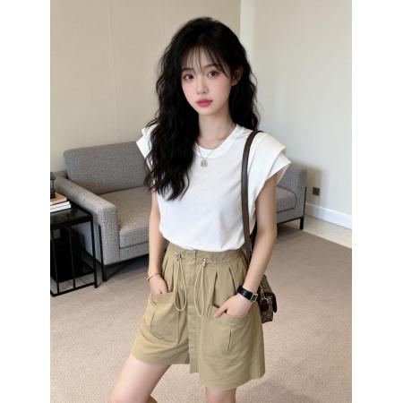 BY13470# 新款纯欲设计感双飞飞袖小众后背蝴蝶结镂空T恤上衣女 服裝批發女裝批發服飾貨源