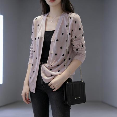 BY13472# 早春薄款长袖t恤女新款夏季宽松慵懒风波点天丝防晒罩衫上衣 服裝批發女裝批發服飾貨源