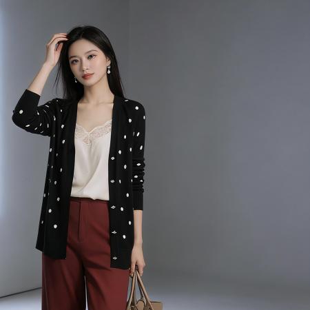 BY13472# 早春薄款长袖t恤女新款夏季宽松慵懒风波点天丝防晒罩衫上衣 服裝批發女裝批發服飾貨源