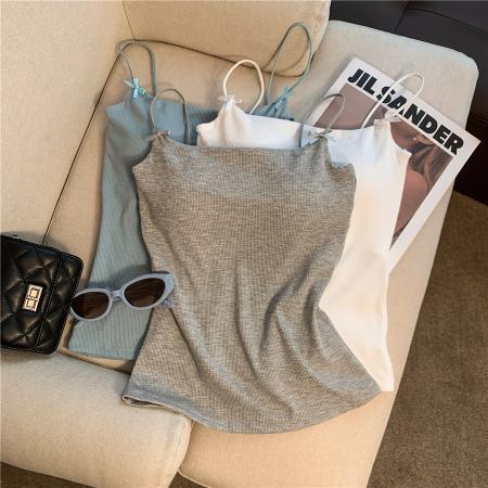 BY13475# 不减韩系纯欲蝴蝶结吊带背心女带胸垫百搭显瘦高弹无袖上衣 服裝批發女裝批發服飾貨源