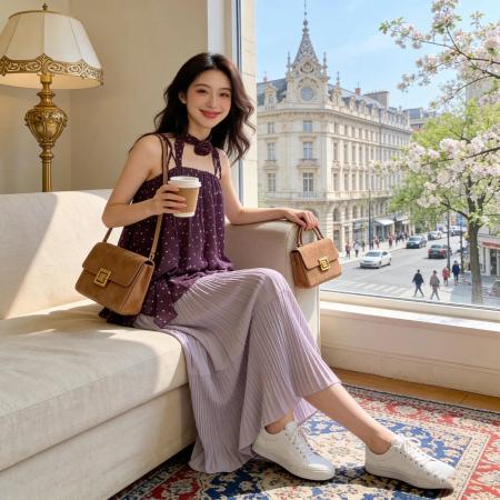 BY13485# 初夏独特绝美小套装女新款度假波点吊带背心百褶半身裙两件套漂亮 服裝批發女裝批發服飾貨源