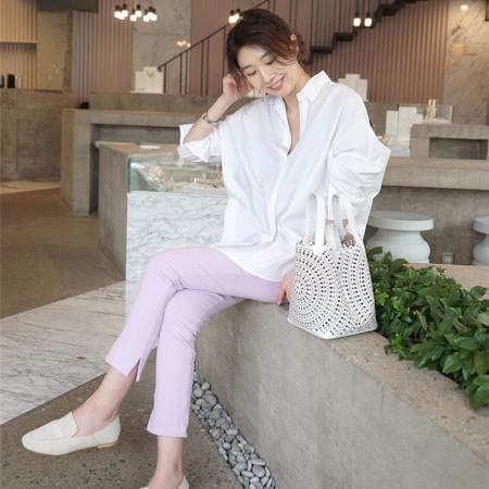 BY13487# 韩国东大门条纹衬衫女bf学生娃娃衫长袖不规则衬衣中长款打底衫 服裝批發女裝批發服飾貨源