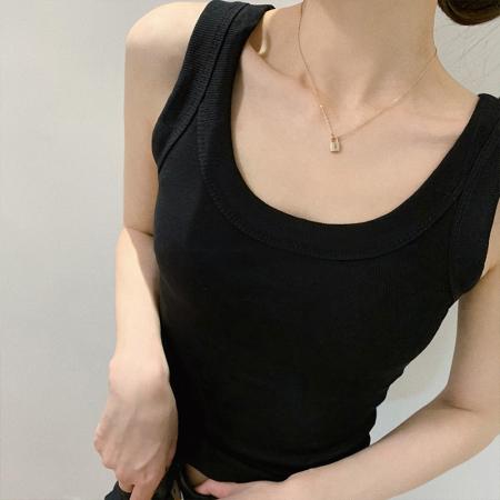 纯欲遮副乳螺纹吊带背心女宽肩带夏季打底衫纯色紧身型内搭上衣潮  服裝批發女裝批發服飾貨源