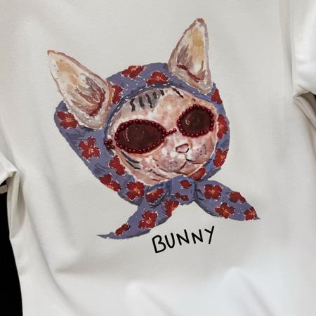 BY13502# 钉珠印花短袖T恤女韩版夏季宽松圆领半袖设计感洋气体恤上衣  服裝批發女裝批發服飾貨源