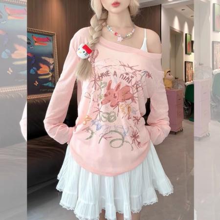 亚麻雪花长袖T恤防晒衫打底衫罩衫透气宽松  服裝批發女裝批發服飾貨源