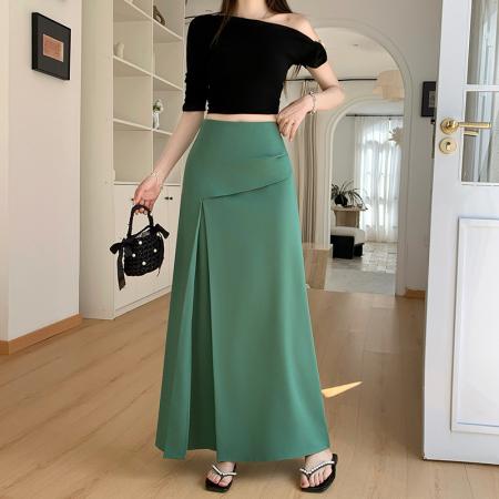 高级感拼接蓬蓬裙波点半身裙春夏季长款松紧腰显瘦大摆a字长裙女  服裝批發女裝批發服飾貨源