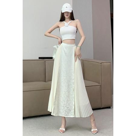 可上班穿的马面裙新中式轻国风改良提花百褶半身裙早春款  服裝批發女裝批發服飾貨源