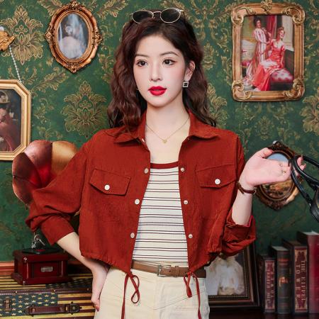 高级感短款衬衫外套女春夏季新款宽松时尚小个子显瘦上衣  服裝批發女裝批發服飾貨源