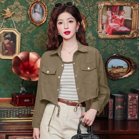 高级感短款衬衫外套女春夏季新款宽松时尚小个子显瘦上衣  服裝批發女裝批發服飾貨源