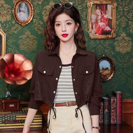 高级感短款衬衫外套女春夏季新款宽松时尚小个子显瘦上衣  服裝批發女裝批發服飾貨源