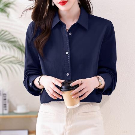 春季法式复古防晒纯色衬衫女高级感气质百搭薄款慵懒风上衣  服裝批發女裝批發服飾貨源