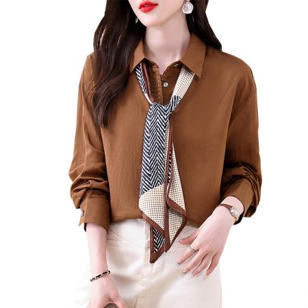 春季法式复古防晒纯色衬衫女高级感气质百搭薄款慵懒风上衣  服裝批發女裝批發服飾貨源