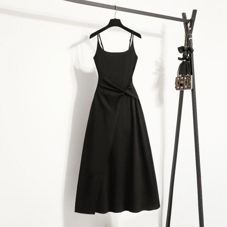 BY13578# 大码女装夏新款纽结腰精裙短袖连衣裙收腰显瘦吊带连衣裙  服裝批發女裝批發服飾貨源