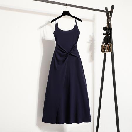 BY13578# 大码女装夏新款纽结腰精裙短袖连衣裙收腰显瘦吊带连衣裙  服裝批發女裝批發服飾貨源