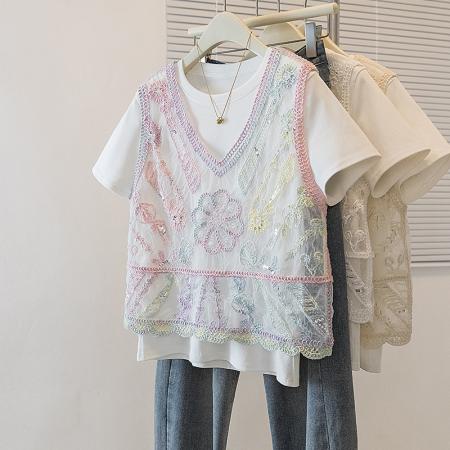 大码女装新款韩版蕾丝镂空高级设...