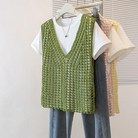 BY13589# 大码女装新款韩版胖MM高级感潮流设计感显瘦修身背心马甲  服裝批發女裝批發服飾貨源