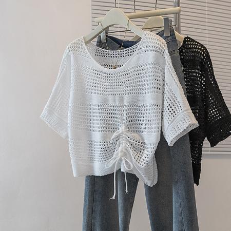 大码女装韩版新款设计小众侧抽绳...