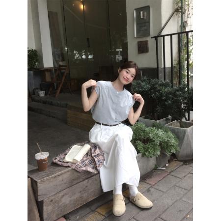 法式复古飞飞袖衬衣+高腰A字半身裙两件套装  服裝批發女裝批發服飾貨源